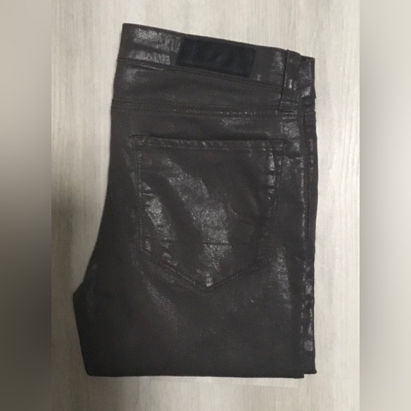 Allsaints Petrel Brodie Brown Coated Low Rise Stretch Skinny Ankle Zip Jeans 28 - Picture 5 of 6